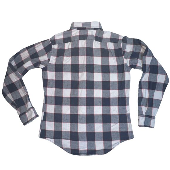 Vtg Brigade Shirt Mens Medium Button Front Collared Black White Plaid Cotton - Picture 6 of 10